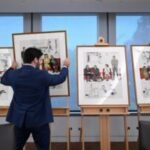 Norman Rockwell people-watched in the West Wing lobby. Now those sketches are on public display