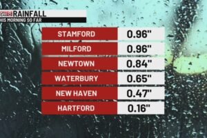 Rainfall totals: Some Connecticut towns see nearly an inch of rain