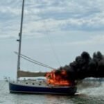 Sailboat catches fire in Norwalk near Belle Island