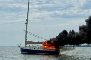 Sailboat catches fire in Norwalk near Belle Island
