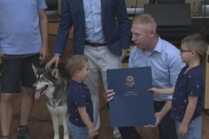 Husky honored for chasing bear away from 6-year-old boy in Torrington