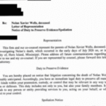 On the day of his funeral, Nolan Wells’ parents sent notice to his friends and their families of intention to sue them