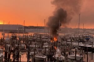 2 boats catch fire at Burr's Marina in New London