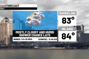 Mostly cloudy and humid today with heavy rain tomorrow